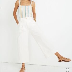 Madewell Pleated Wide-Leg Pants in Lighthouse White Cream- Size 8
